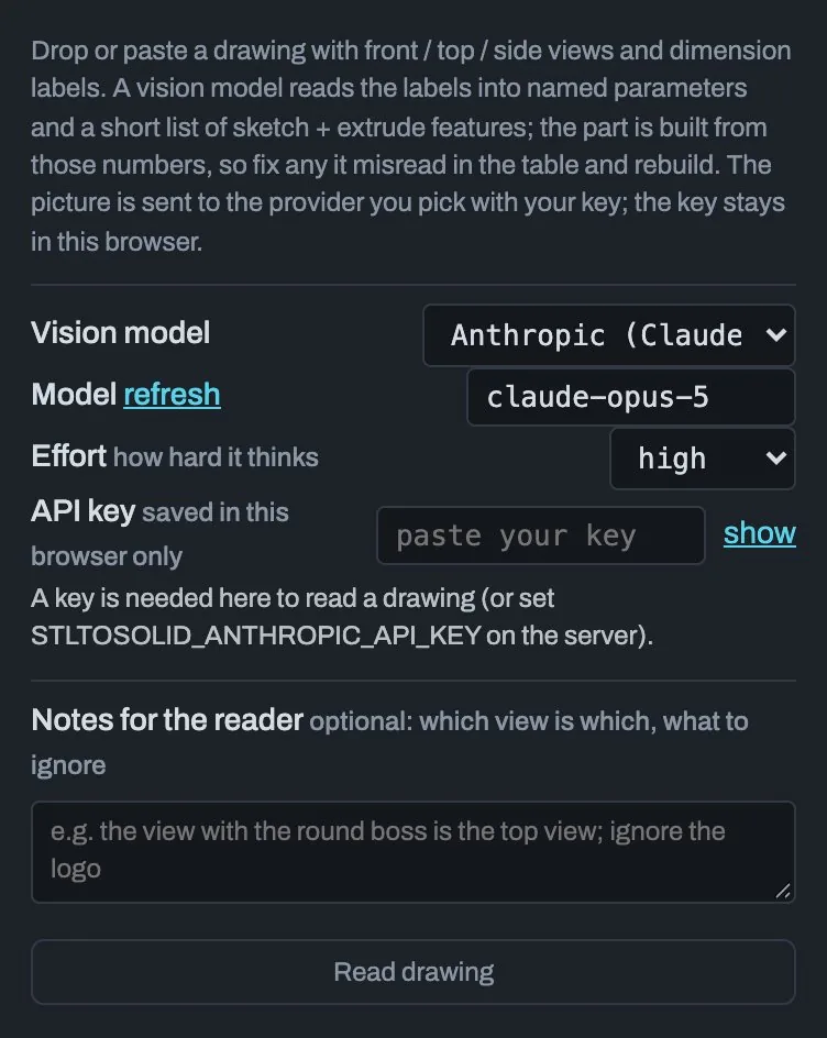 The Blueprint reader settings