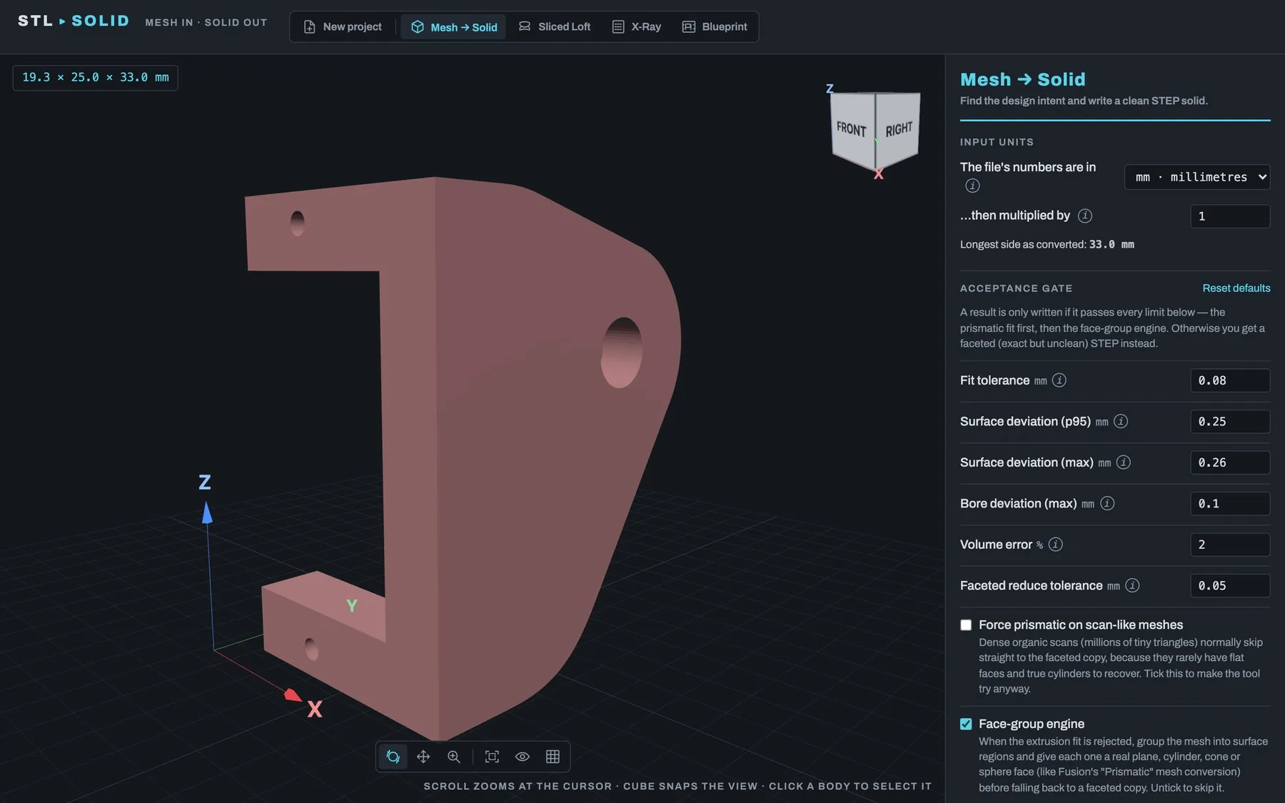 A mesh loaded in Mesh → Solid